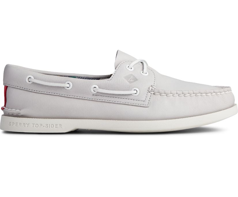 Sperry Authentic Original Plushwave Smooth Leather Boat Shoes - Women's Boat Shoes - Grey [AK7563901